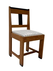 1920s Art Deco Modernist Side Chair by Jan Brunott, Oak & Velvet